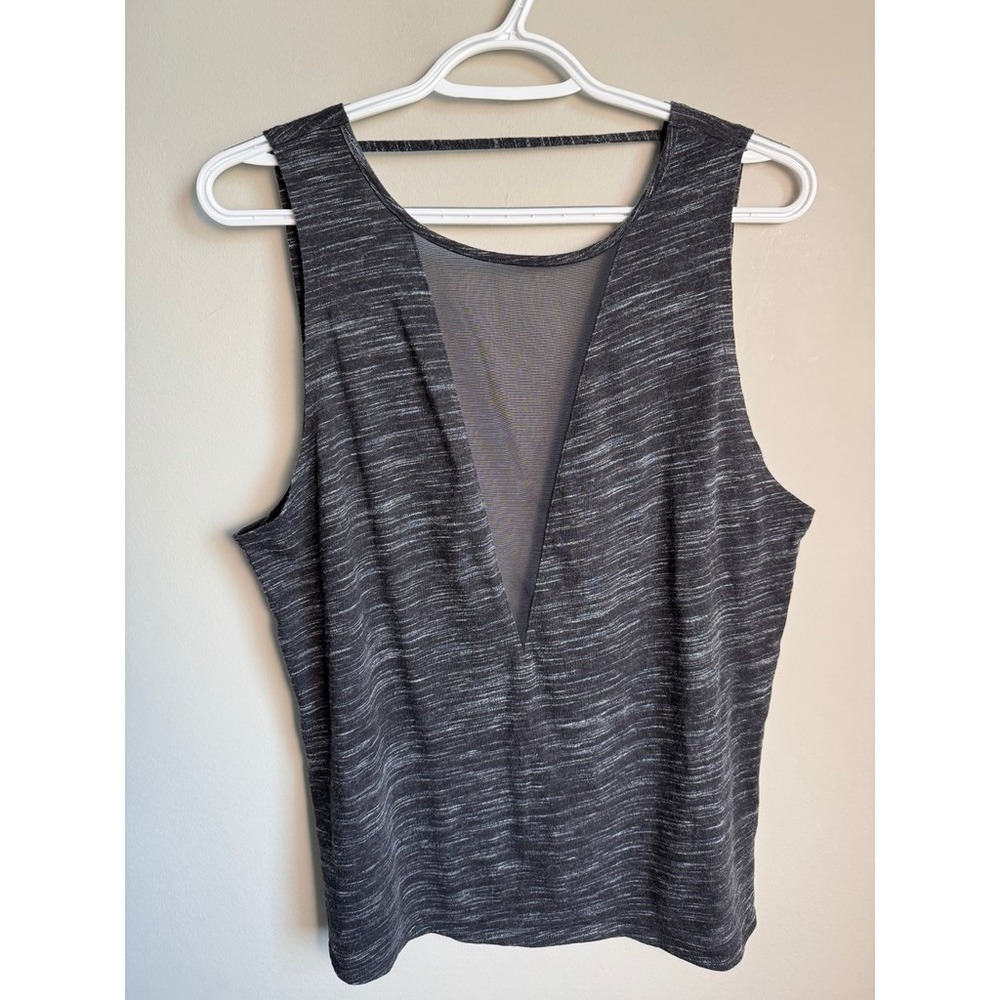 La Senza Space Dye Mesh Front Tank Top M Activewear Yoga Gym Dark Gray Layering